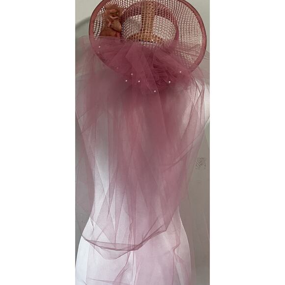 Union Made 70s 80s Southern Belle Dress w/Matching Hat Pink Ruffles & Lace - Picture 11 of 13